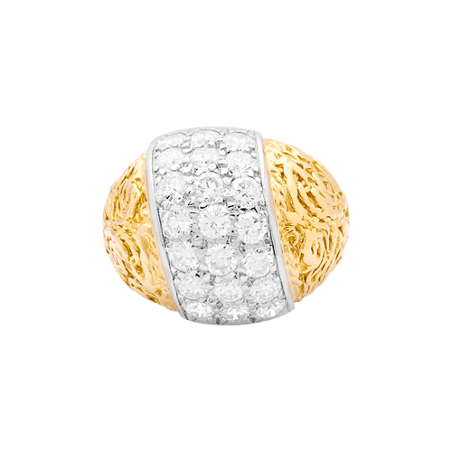 Bague 51 Bague bicolore en or jaune et or blanc 18K sertie de diamants 58 Facettes 34693