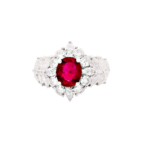 Bague 58 Bague en or blanc 750 sertie de rubis et diamants 58 Facettes 35218