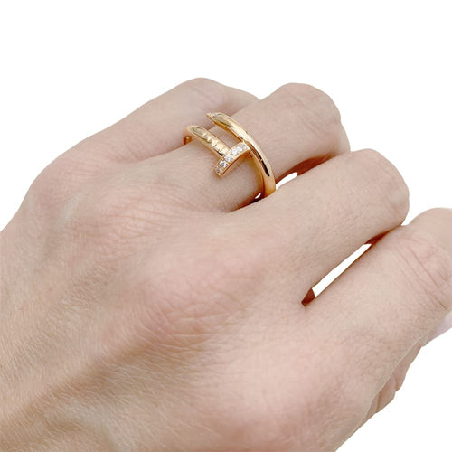 Bague 53 Cartier Juste un Clou - Bague en or rose sertie de diamants 58 Facettes 35025