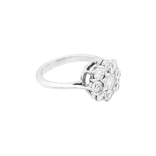 Bague 49 Bague fleur en or blanc et platine sertie de diamants 58 Facettes 34870