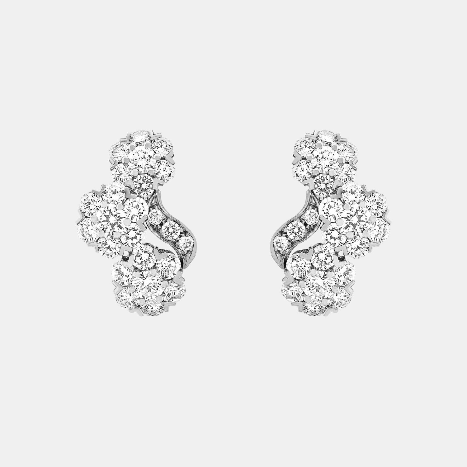 Boucles d'oreilles Snowflake Platine Diamant 3.9ct