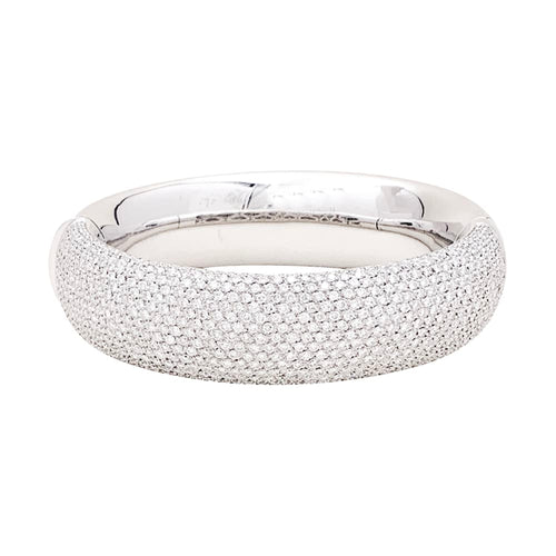 Bracelet Bracelet jonc en or blanc 750 pavé de diamants 58 Facettes 34080