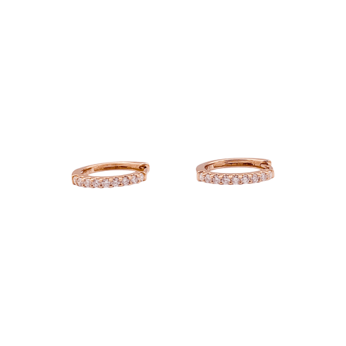 Boucles d'oreilles Créoles en or rose 750 serties de diamants taille brillant 58 Facettes 34971