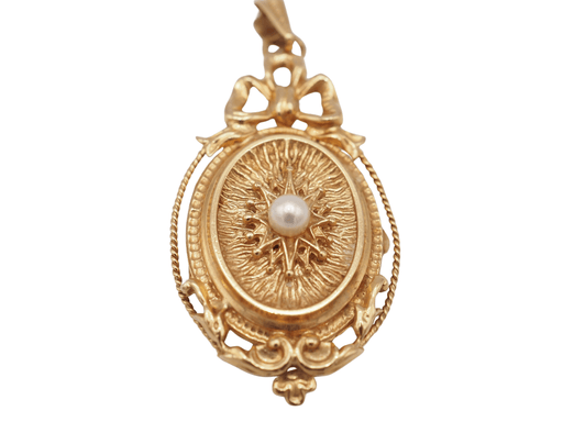 18k gold photo holder pendant with fine pearl 58 Facettes