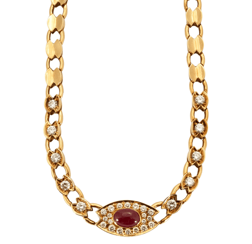 Collier Collier en or jaune serti d'un rubis et de diamants 58 Facettes DV0580-1