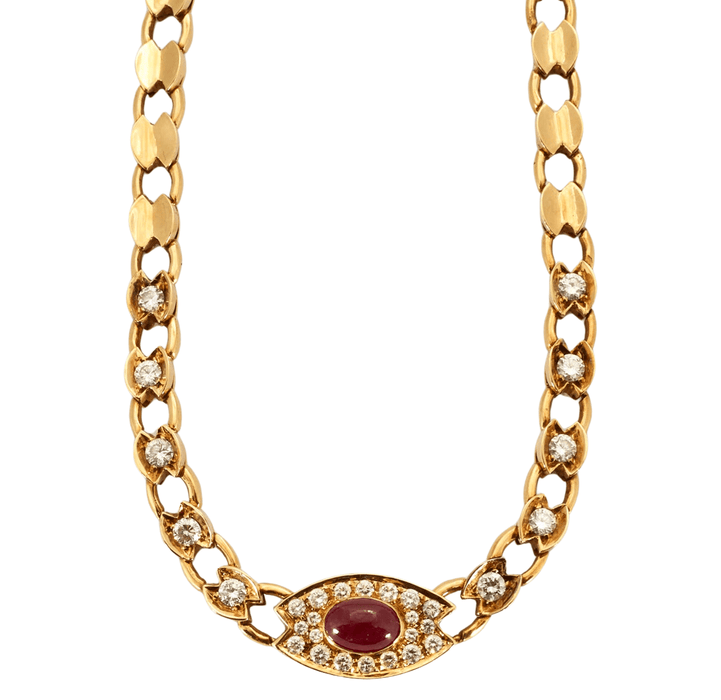 Collier Collier en or jaune serti d'un rubis et de diamants 58 Facettes DV0580-1