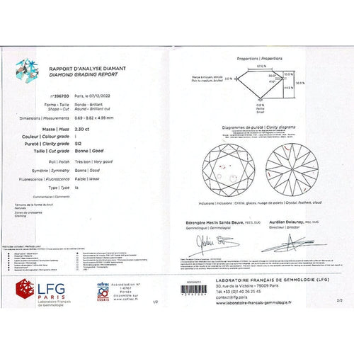 Bague 50 Solitaire - Bague en platine et or blanc avec diamant 2,30 ct 58 Facettes 32182