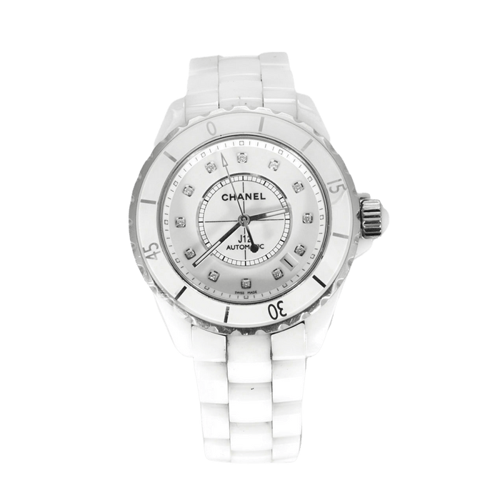 CHANEL-J12- Montre en céramique blanche et diamants