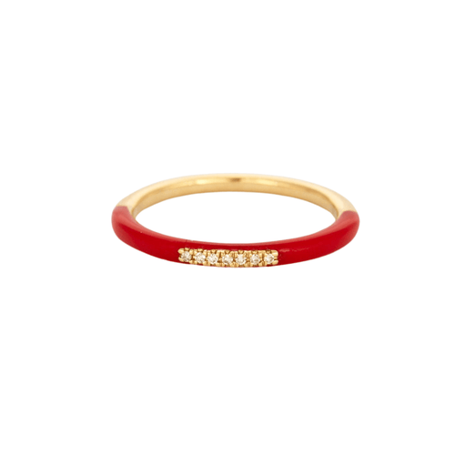 Bague 53 Bague or jaune céramique rouge 58 Facettes 3131750