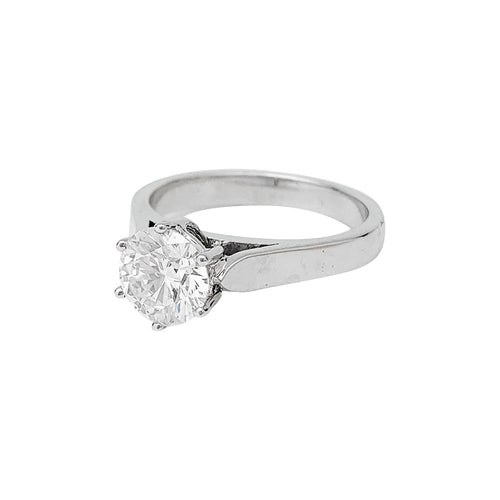 Bague 57 Solitaire - Bague en or blanc 750 avec diamant taille brillant 1,59 ct 58 Facettes 30745