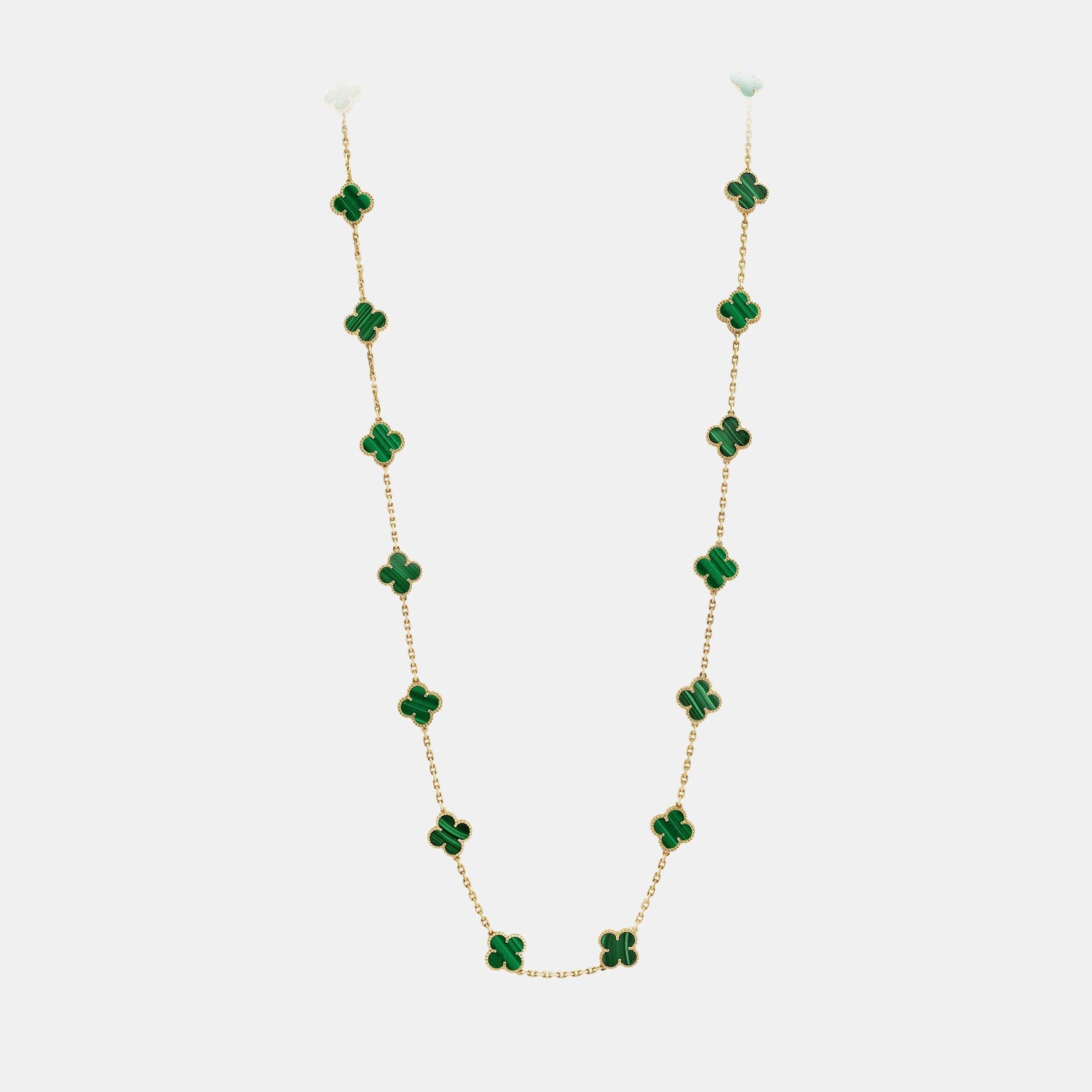 Collier Vintage Alhambra Or jaune Malachite 