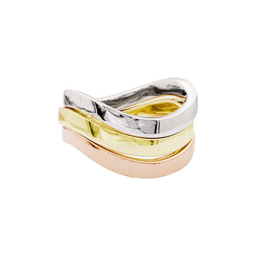 Bague 54 Dinh Van - Bague trois anneaux en or blanc, jaune et rose 58 Facettes 35259