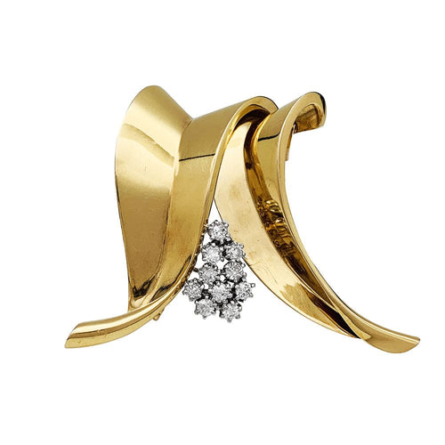 Broche Fontana - Broche en or jaune 750/000 et platine 950/000 avec diamants 58 Facettes 30245