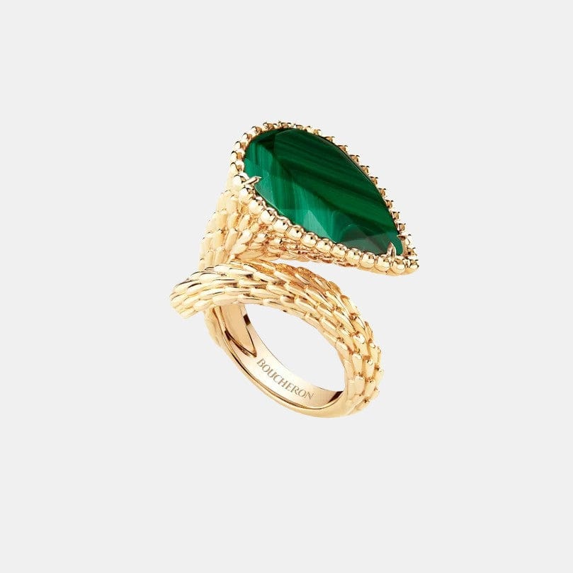 Bague Serpent Bohème Or jaune Malachite S Motif 11.45ct