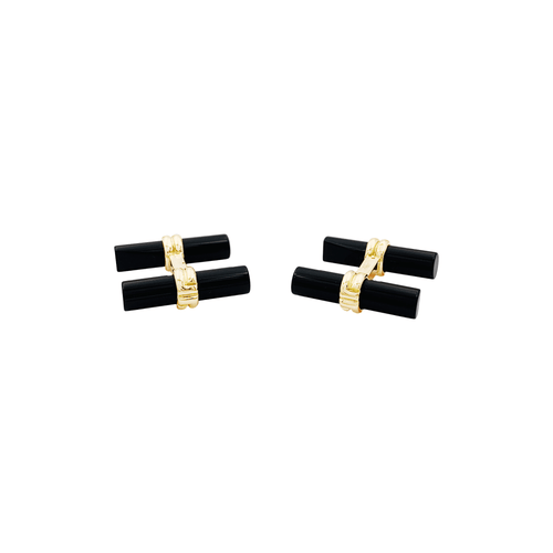 Boutons de manchette Boucheron - Boutons de manchette en or jaune et onyx 58 Facettes 35247