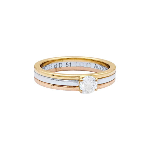 Bague 51 Cartier Vendôme Louis Cartier - Bague solitaire en trois ors 750 et diamant 58 Facettes 34963