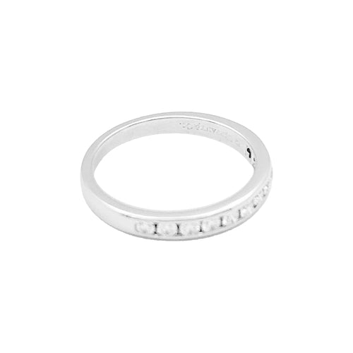 Bague 57 Tiffany & Co. Setting - Alliance en platine et diamants 58 Facettes 35083