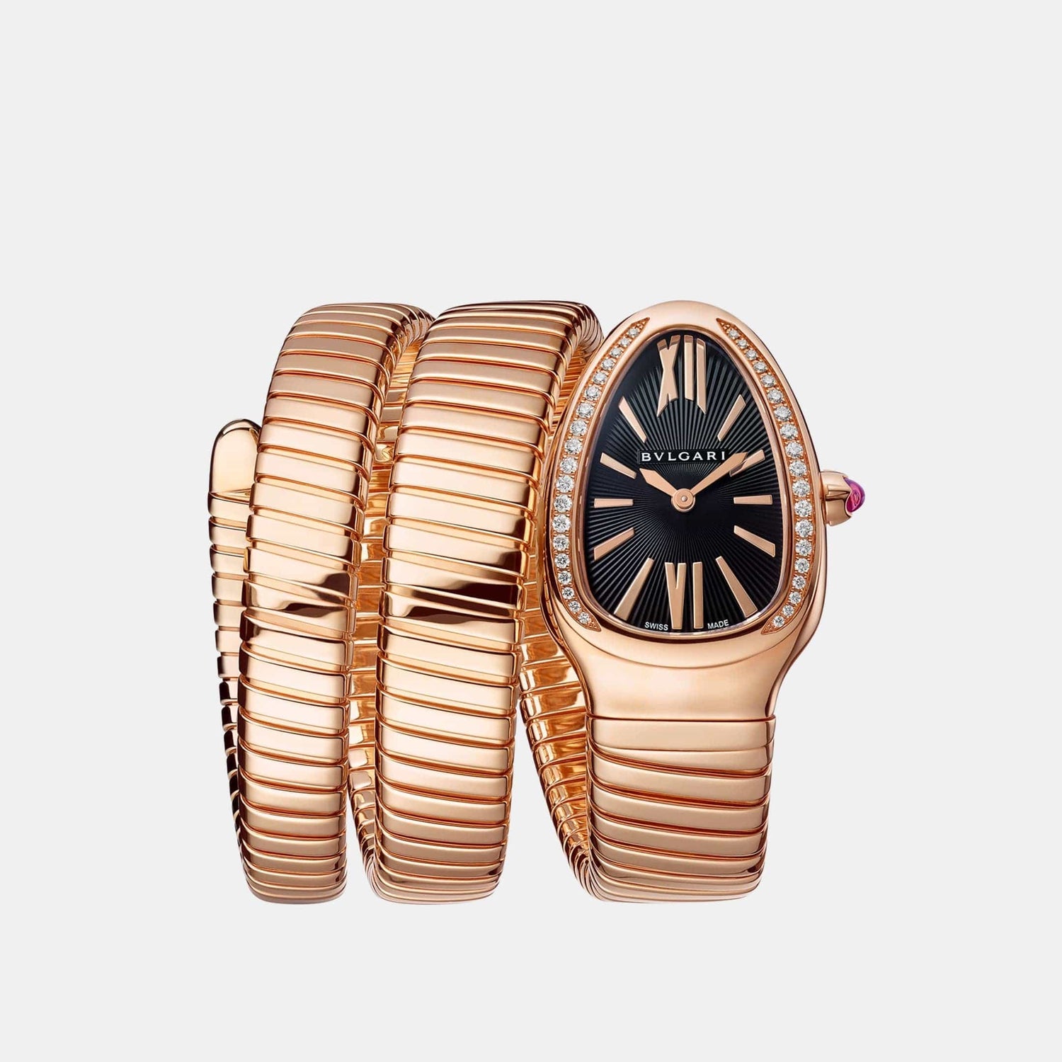 Montre Serpenti Tubogas Or rose Diamant