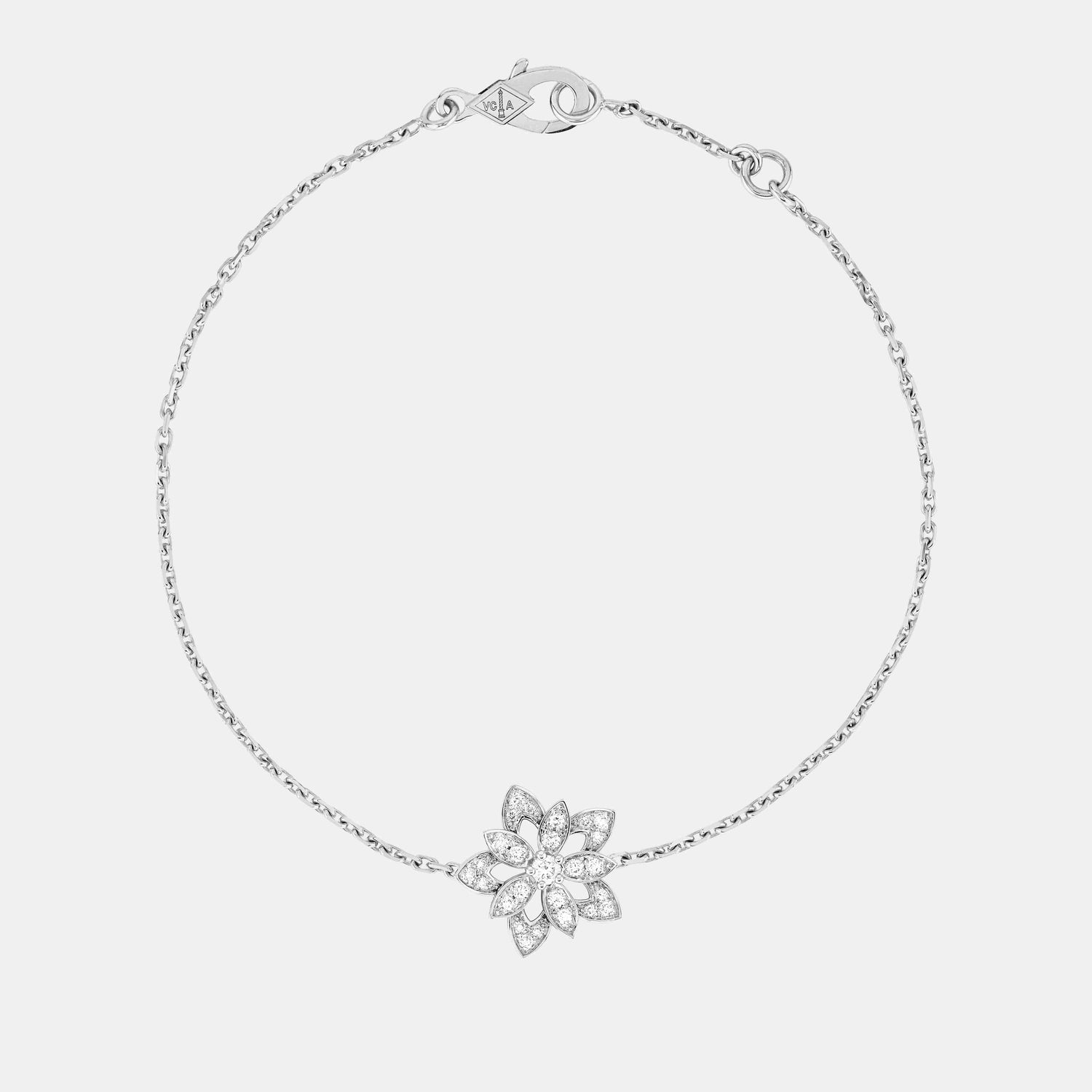 Bracelet Lotus Or blanc Diamant 0.16ct