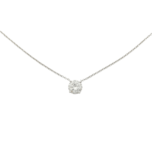 Collier Collier solitaire diamant taille brillant en or blanc 750 58 Facettes 31713