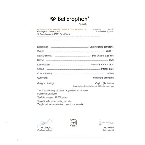 Bague 56 Bague saphir 5,86 ct et diamants en or jaune et platine 58 Facettes 34920