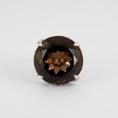 Bague 59.5 Bague quartz fumé et diamants 58 Facettes