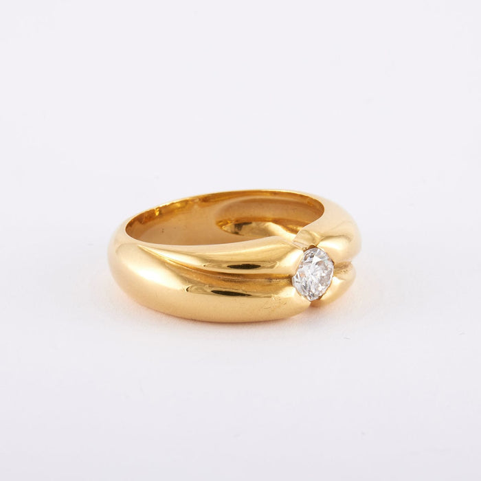 Bague 57 / Jaune / Or 750 Solitaire - Diamant de 0.42 carat 58 Facettes 140544R