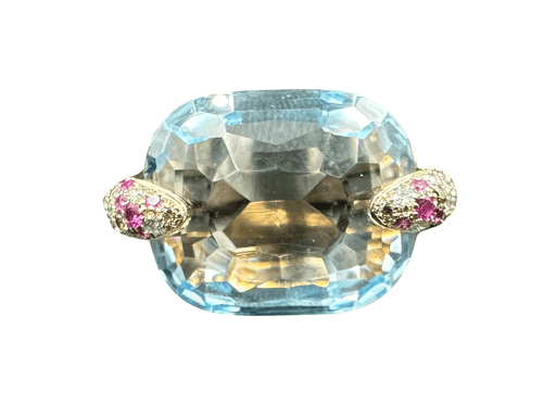 Bague POMELLATO - Bague Pin-up Or rose Aigue-marine Diamants Rubis 58 Facettes
