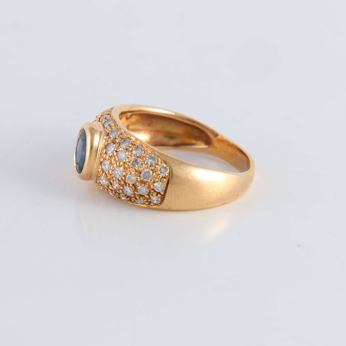 Bague 59 Bague Saphir pavage Diamants 58 Facettes FM114