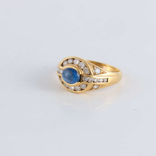 Bague 51 Bague Saphir cabochon 20 Diamants 58 Facettes FM106