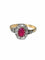 Bague de fiançailles rubis entourage diamants 58 Facettes