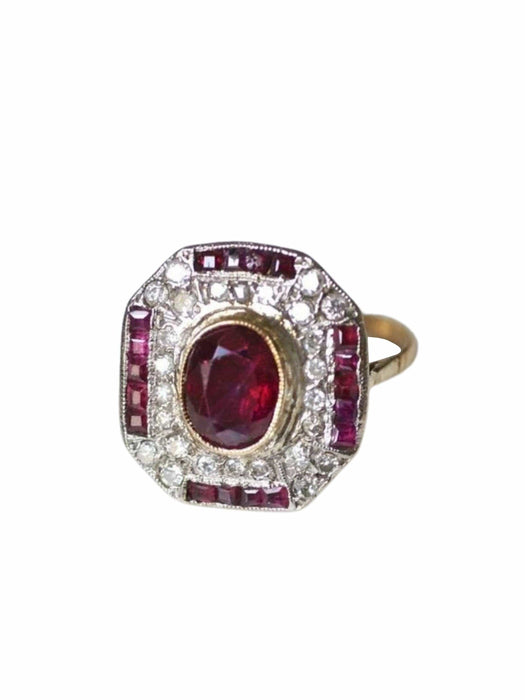 Bague Bague de fiançailles Art Deco diamants et rubis 58 Facettes