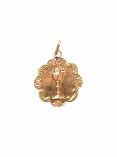 Pendentif Médaille ancienne au calice sur or rose 58 Facettes