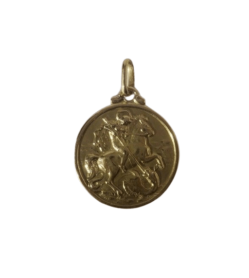 Pendant Medal biface pendant Saint George Virgin of Montserrat gold 58 Facettes