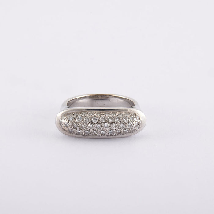 Bague 55 / Blanc/Gris / Or 750 Bague Or blanc pavage diamants 58 Facettes 120462R