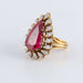 Bague 47 Bague Pierre rouge entourage 17 Diamants navettes 58 Facettes FM116