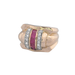 Ring Tank ring in pink gold with diamonds and pink stones 58 Facettes 25144