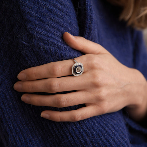 Bague 56 Bague saphir diamant - style Art Déco 58 Facettes