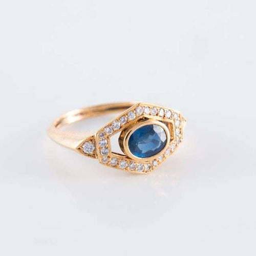 Bague Bague hexagonale Saphir Diamants 58 Facettes 1