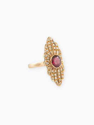 Bague BAGUE VINTAGE OR JAUNE RUBIS ET DIAMANTS 58 Facettes 150043