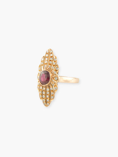 Bague BAGUE VINTAGE OR JAUNE RUBIS ET DIAMANTS 58 Facettes 150043