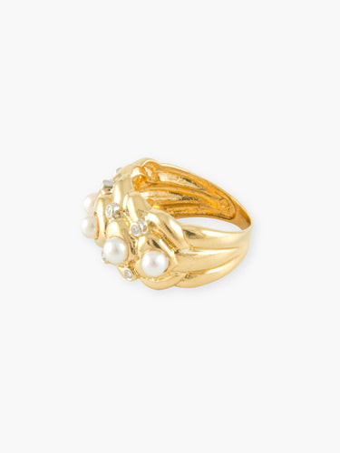 Bague BAGUE MODERNE OR, PERLES ET DIAMANTS 58 Facettes 160026