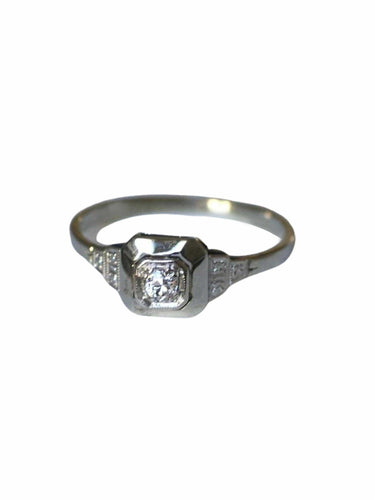 Bague Solitaire diamant Art Déco géométrique 58 Facettes