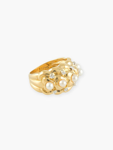 Bague BAGUE MODERNE OR, PERLES ET DIAMANTS 58 Facettes 160026