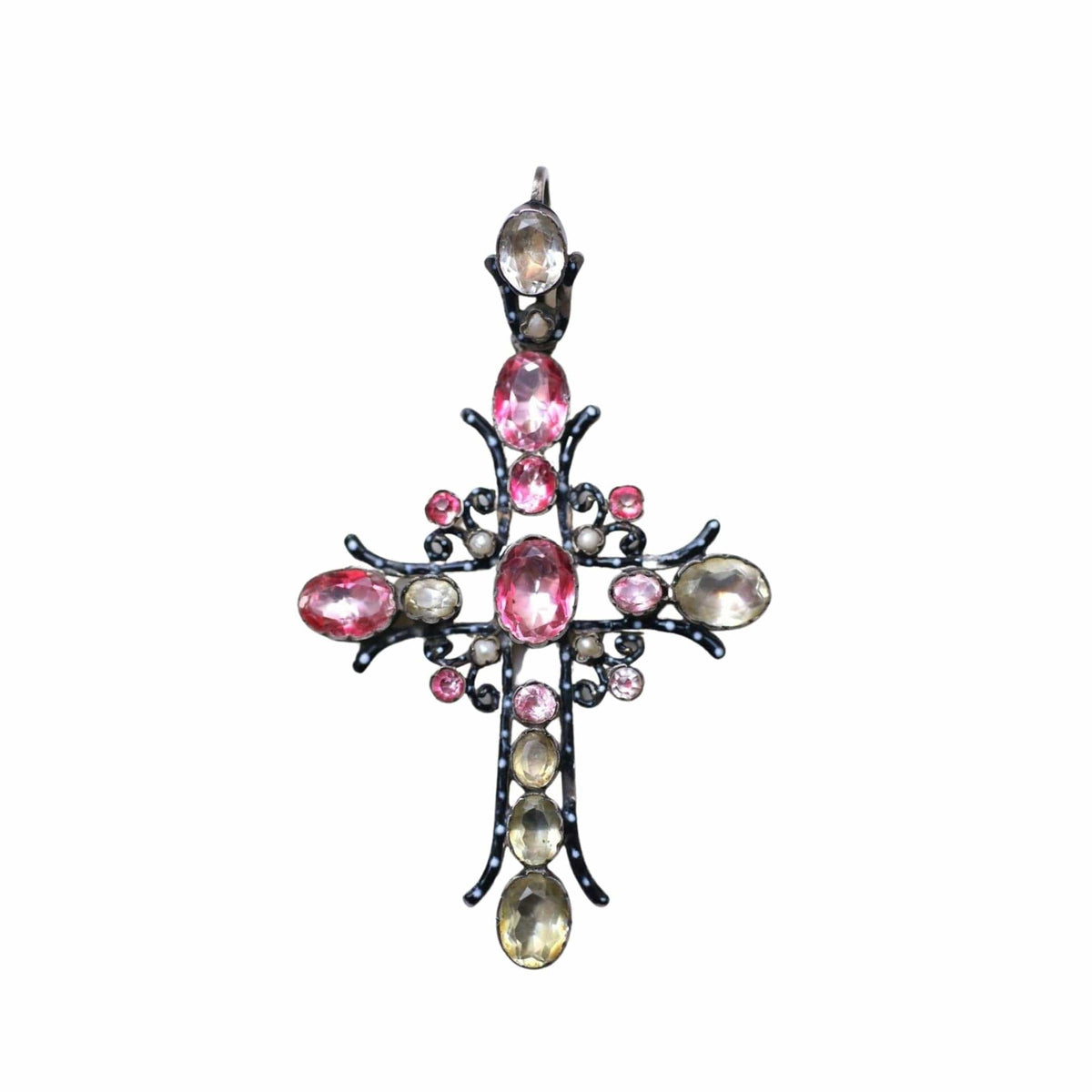 Croix Fantaisie Avec Strass De Couleur Sur Métal Vieilli - Modèle N°11, Neuf Sans Emballage, Finition Violine