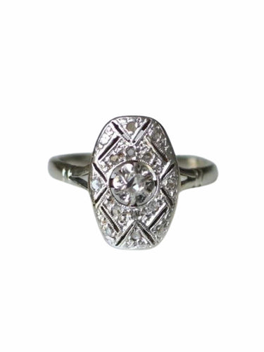 Bague de fiançailles rectangulaire Art Deco diamants 58 Facettes