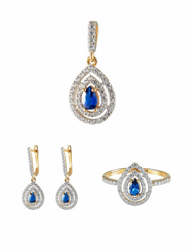 Pendentif PARURE "GOUTTE" OR JAUNE 58 Facettes PA439