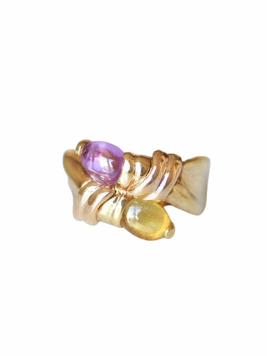 Bague Bague vintage Toi & Moi, tourmaline rose et citrine 58 Facettes