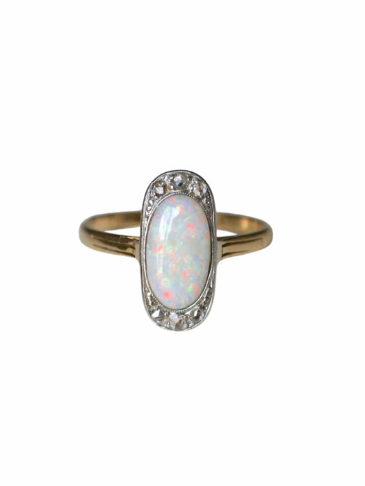Bague opale entourage diamants 58 Facettes