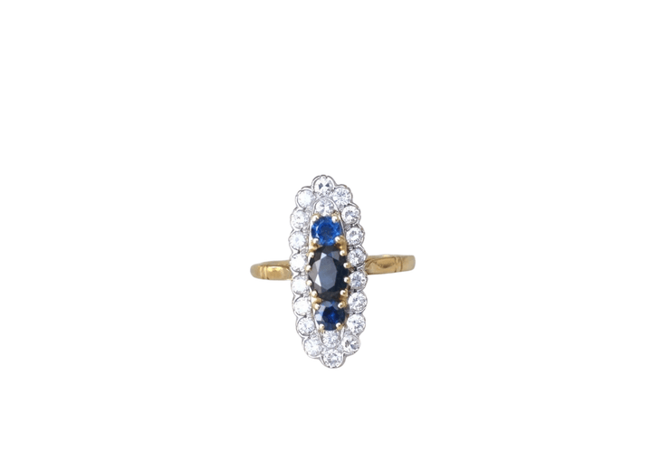 Bague Bague Marquise Vintage diamants et saphirs 58 Facettes